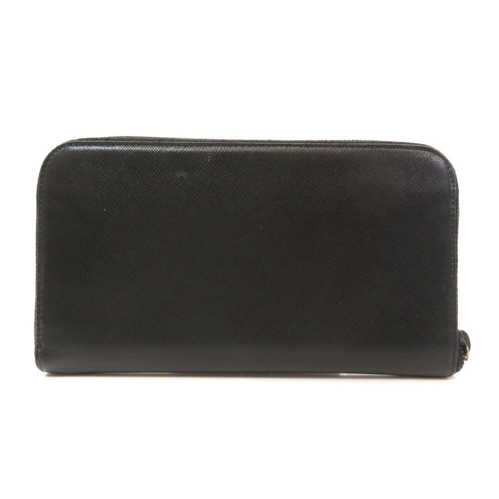 Prada Long Plate Leather Wallet Black